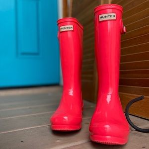 SZ 1G/2B HUNTER RUBBER RAIN BOOTS BRIGHT ORANGE